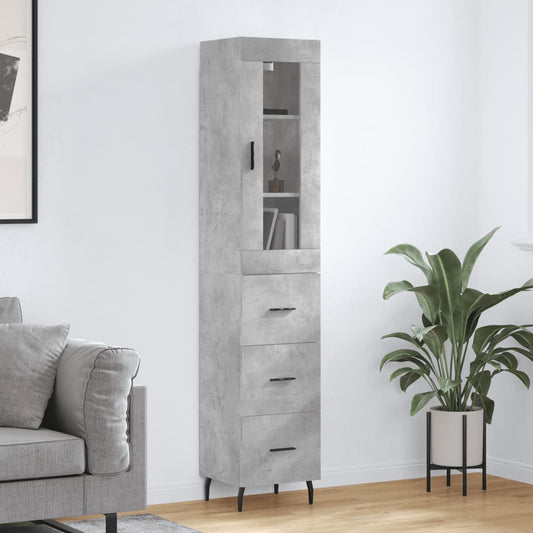 Hoge kast 34,5x34x180 cm bewerkt hout betongrijs is nu te koop bij PeponiXL, paradijselijk wonen!