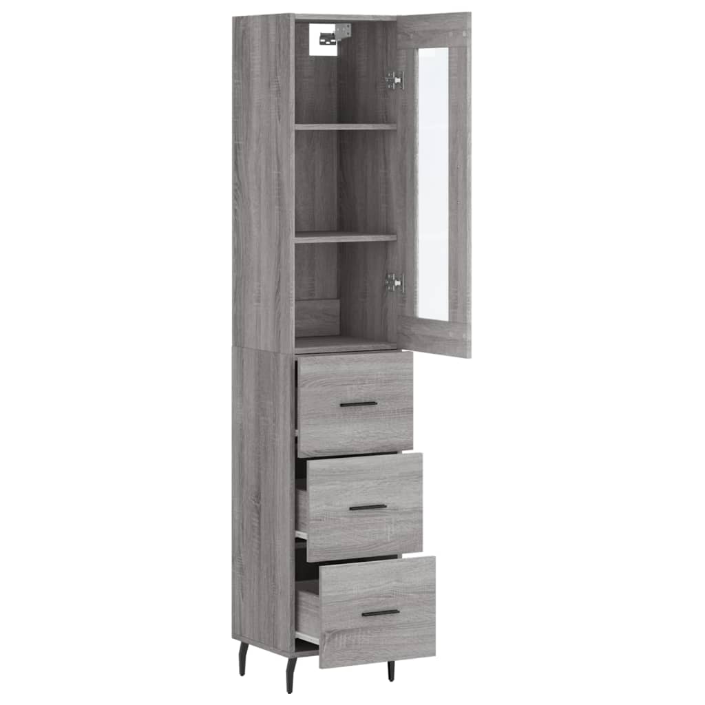 Hoge kast 34,5x34x180 cm bewerkt hout grijs sonoma eikenkleurig is nu te koop bij PeponiXL, paradijselijk wonen!