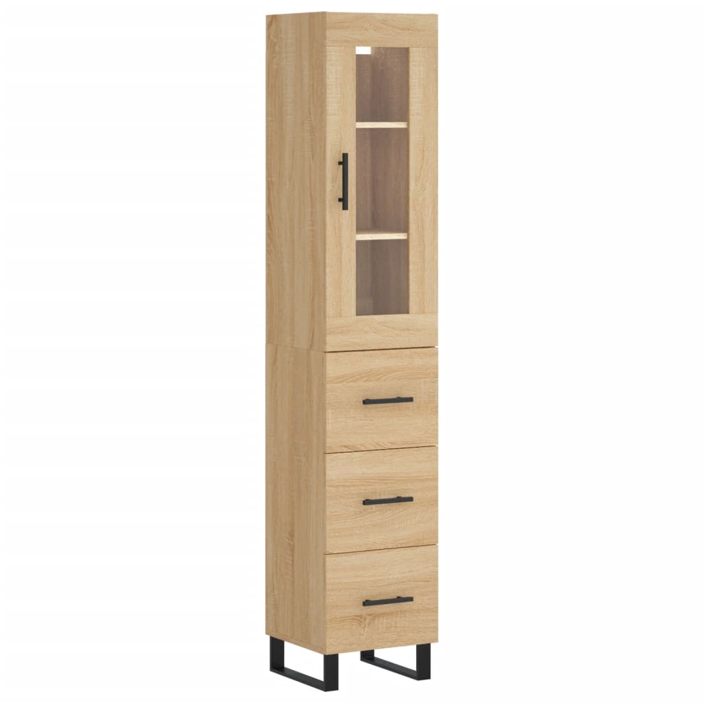 Hoge kast 34,5x34x180 cm bewerkt hout sonoma eikenkleurig is nu te koop bij PeponiXL, paradijselijk wonen!