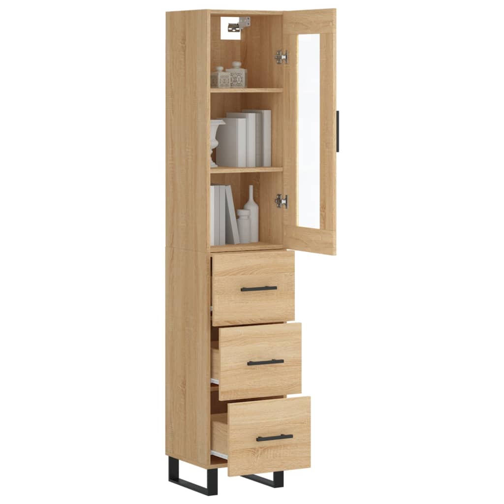 Hoge kast 34,5x34x180 cm bewerkt hout sonoma eikenkleurig is nu te koop bij PeponiXL, paradijselijk wonen!