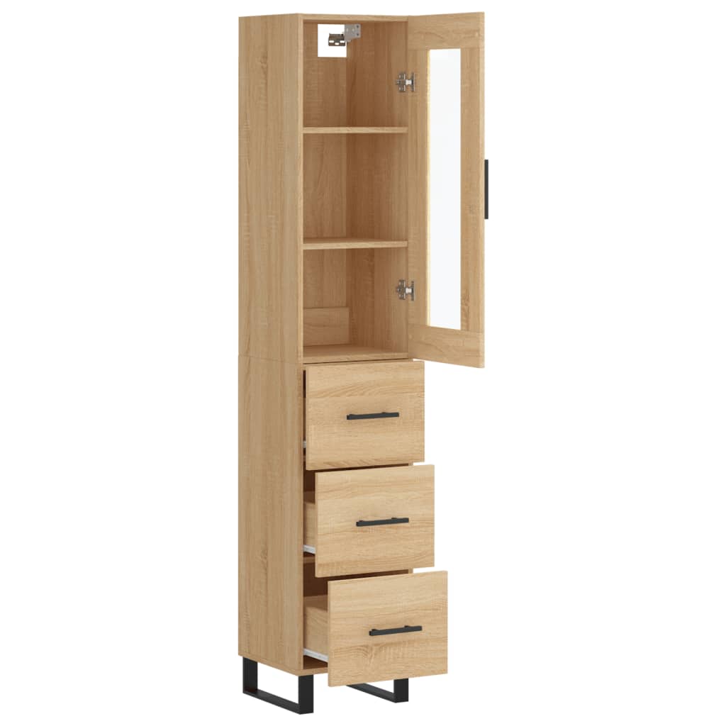 Hoge kast 34,5x34x180 cm bewerkt hout sonoma eikenkleurig is nu te koop bij PeponiXL, paradijselijk wonen!