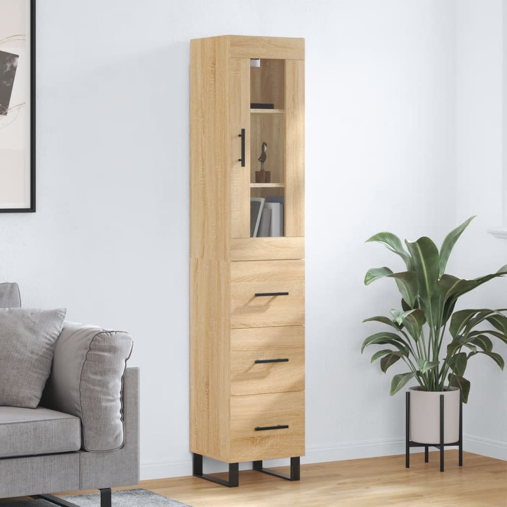 Hoge kast 34,5x34x180 cm bewerkt hout sonoma eikenkleurig is nu te koop bij PeponiXL, paradijselijk wonen!