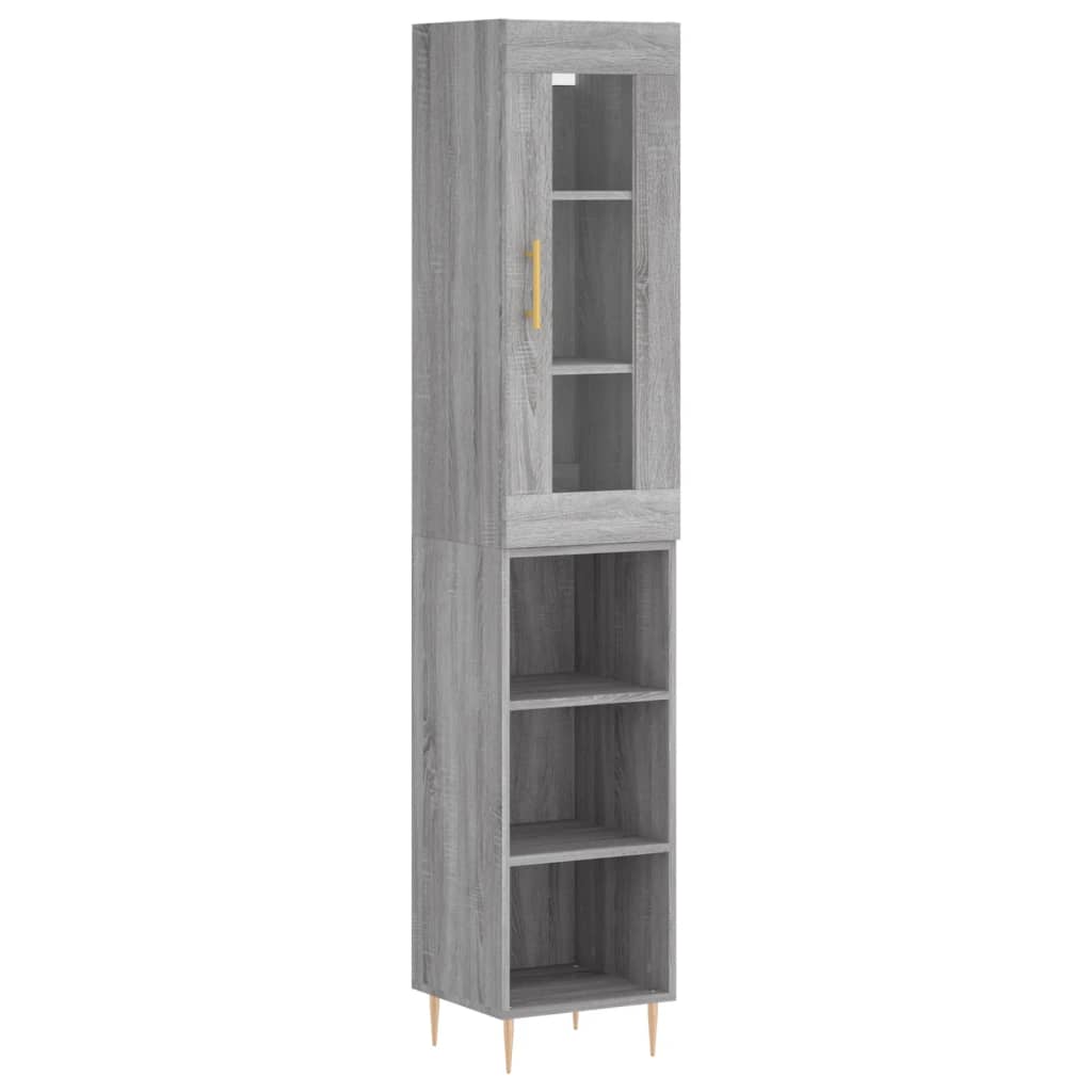 Hoge kast 34,5x34x180 cm bewerkt hout grijs sonoma eikenkleurig is nu te koop bij PeponiXL, paradijselijk wonen!