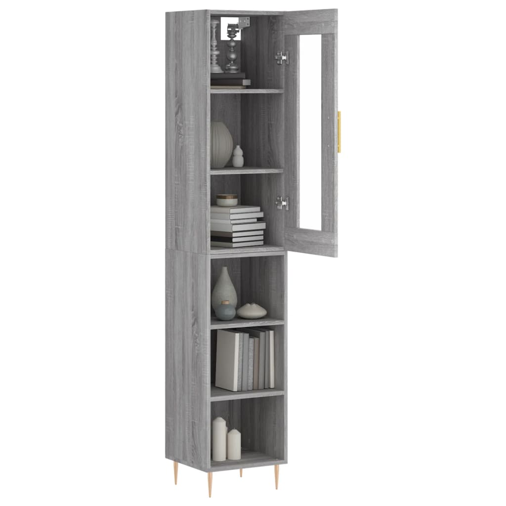 Hoge kast 34,5x34x180 cm bewerkt hout grijs sonoma eikenkleurig is nu te koop bij PeponiXL, paradijselijk wonen!