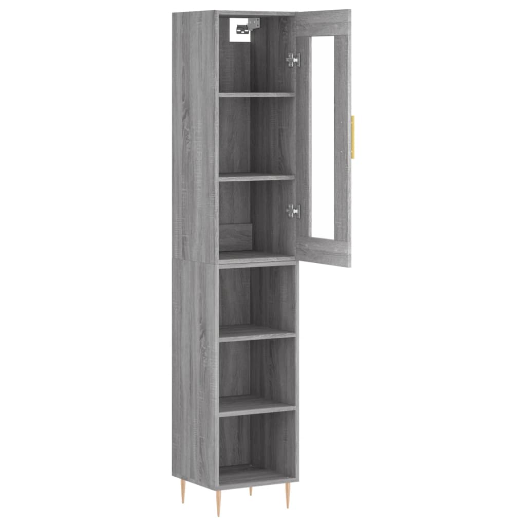 Hoge kast 34,5x34x180 cm bewerkt hout grijs sonoma eikenkleurig is nu te koop bij PeponiXL, paradijselijk wonen!