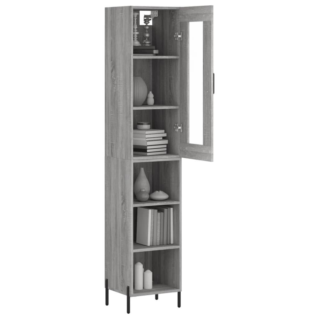 Hoge kast 34,5x34x180 cm bewerkt hout grijs sonoma eikenkleurig is nu te koop bij PeponiXL, paradijselijk wonen!