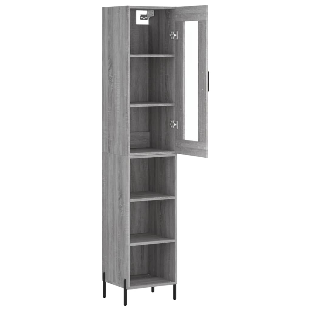 Hoge kast 34,5x34x180 cm bewerkt hout grijs sonoma eikenkleurig is nu te koop bij PeponiXL, paradijselijk wonen!