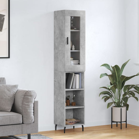 Hoge kast 34,5x34x180 cm bewerkt hout betongrijs is nu te koop bij PeponiXL, paradijselijk wonen!