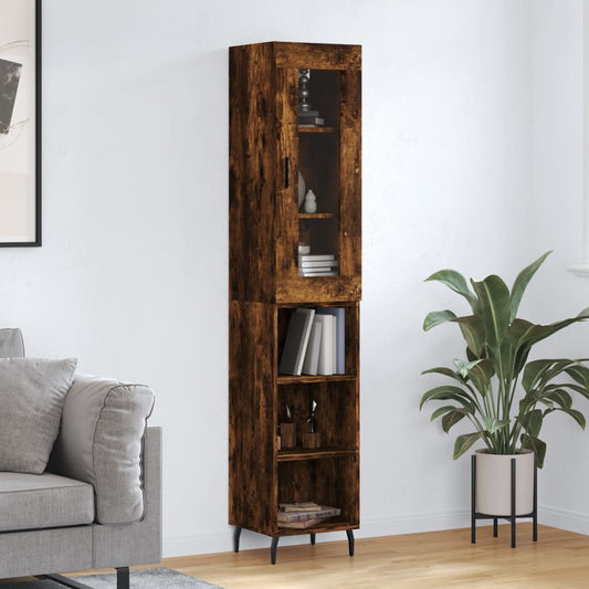 Hoge kast 34,5x34x180 cm bewerkt hout gerookt eikenkleurig is nu te koop bij PeponiXL, paradijselijk wonen!