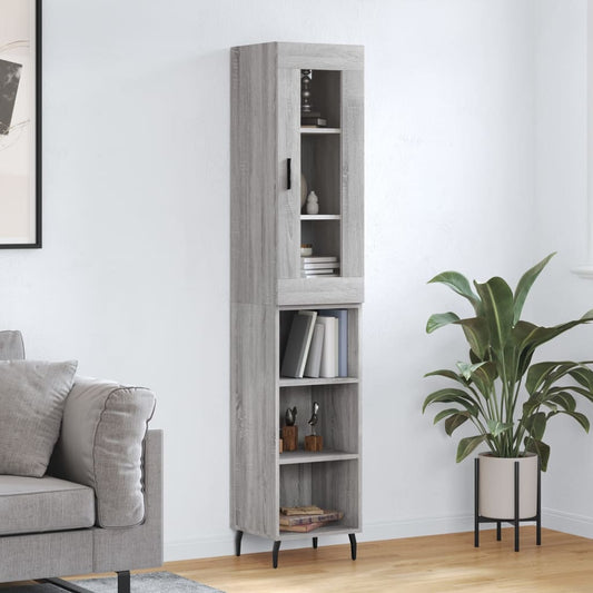 Hoge kast 34,5x34x180 cm bewerkt hout grijs sonoma eikenkleurig is nu te koop bij PeponiXL, paradijselijk wonen!