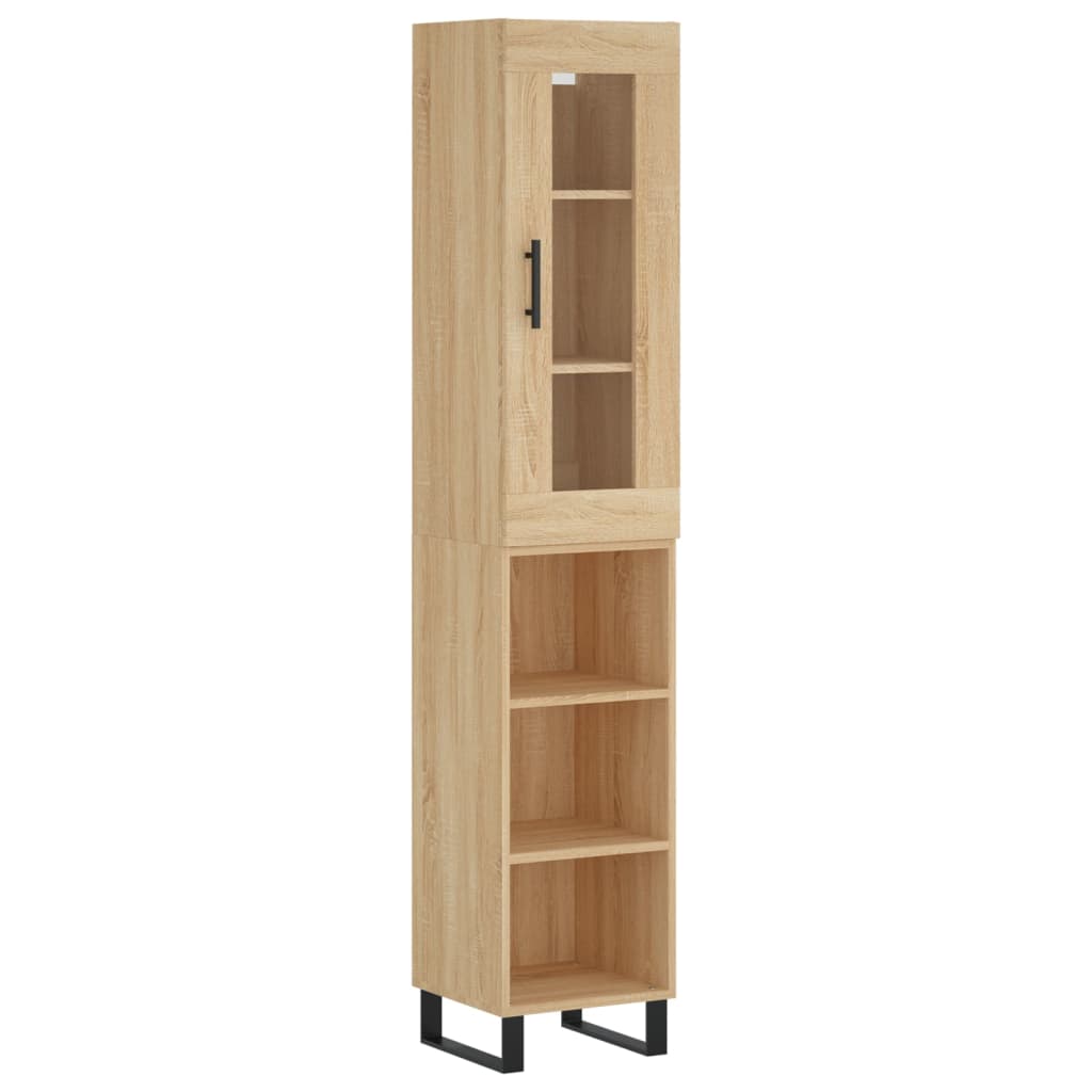 Hoge kast 34,5x34x180 cm bewerkt hout sonoma eikenkleurig is nu te koop bij PeponiXL, paradijselijk wonen!