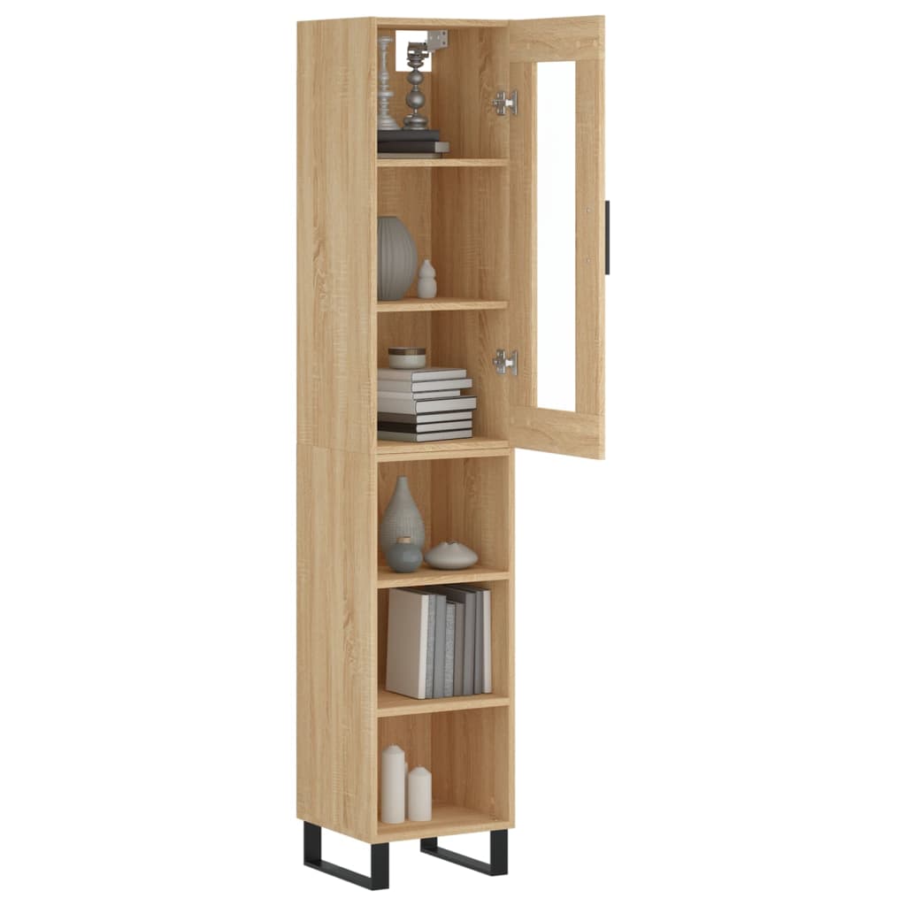 Hoge kast 34,5x34x180 cm bewerkt hout sonoma eikenkleurig is nu te koop bij PeponiXL, paradijselijk wonen!
