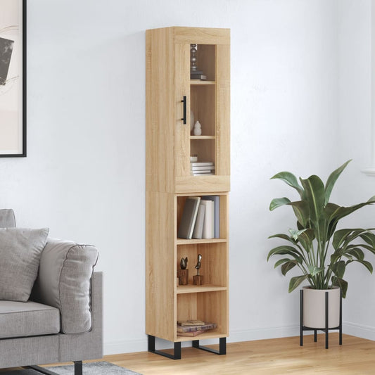 Hoge kast 34,5x34x180 cm bewerkt hout sonoma eikenkleurig is nu te koop bij PeponiXL, paradijselijk wonen!