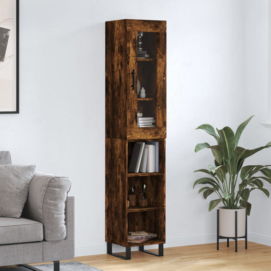 Hoge kast 34,5x34x180 cm bewerkt hout gerookt eikenkleurig is nu te koop bij PeponiXL, paradijselijk wonen!