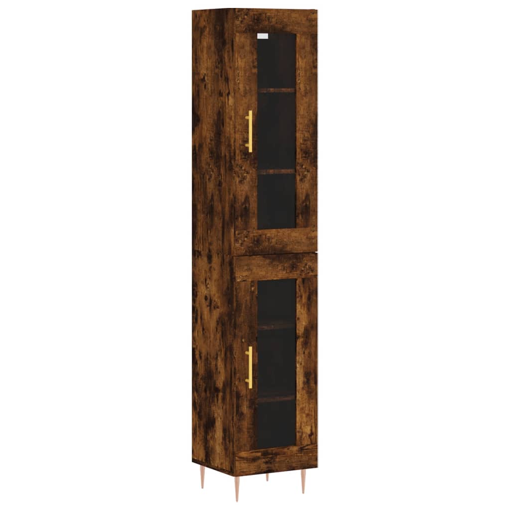 Hoge kast 34,5x34x180 cm bewerkt hout gerookt eikenkleurig is nu te koop bij PeponiXL, paradijselijk wonen!