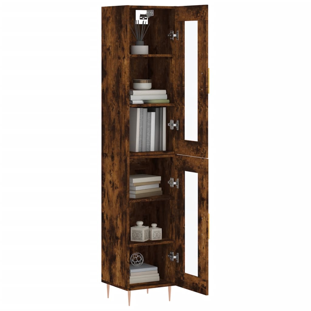 Hoge kast 34,5x34x180 cm bewerkt hout gerookt eikenkleurig is nu te koop bij PeponiXL, paradijselijk wonen!