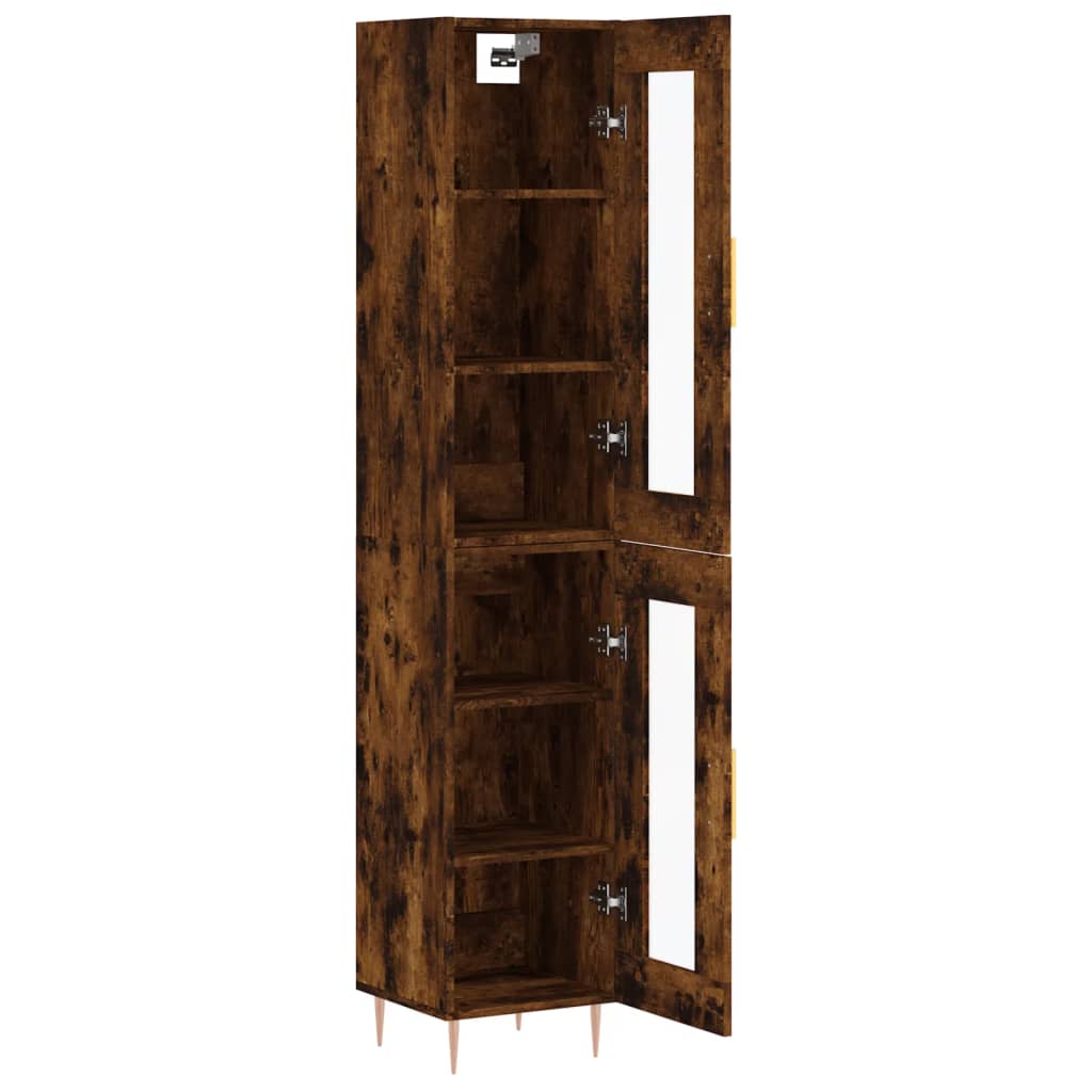 Hoge kast 34,5x34x180 cm bewerkt hout gerookt eikenkleurig is nu te koop bij PeponiXL, paradijselijk wonen!