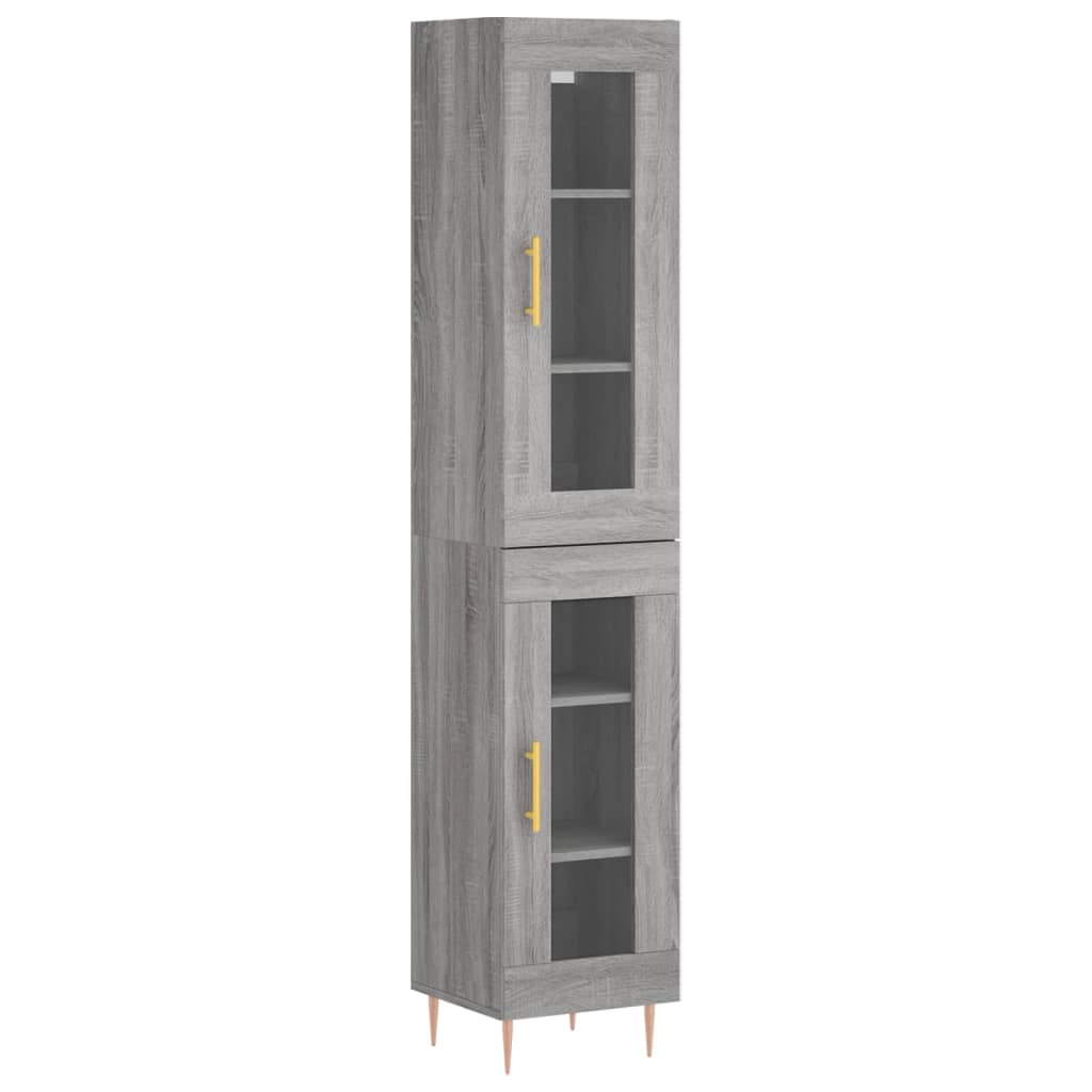 Hoge kast 34,5x34x180 cm bewerkt hout grijs sonoma eikenkleurig is nu te koop bij PeponiXL, paradijselijk wonen!