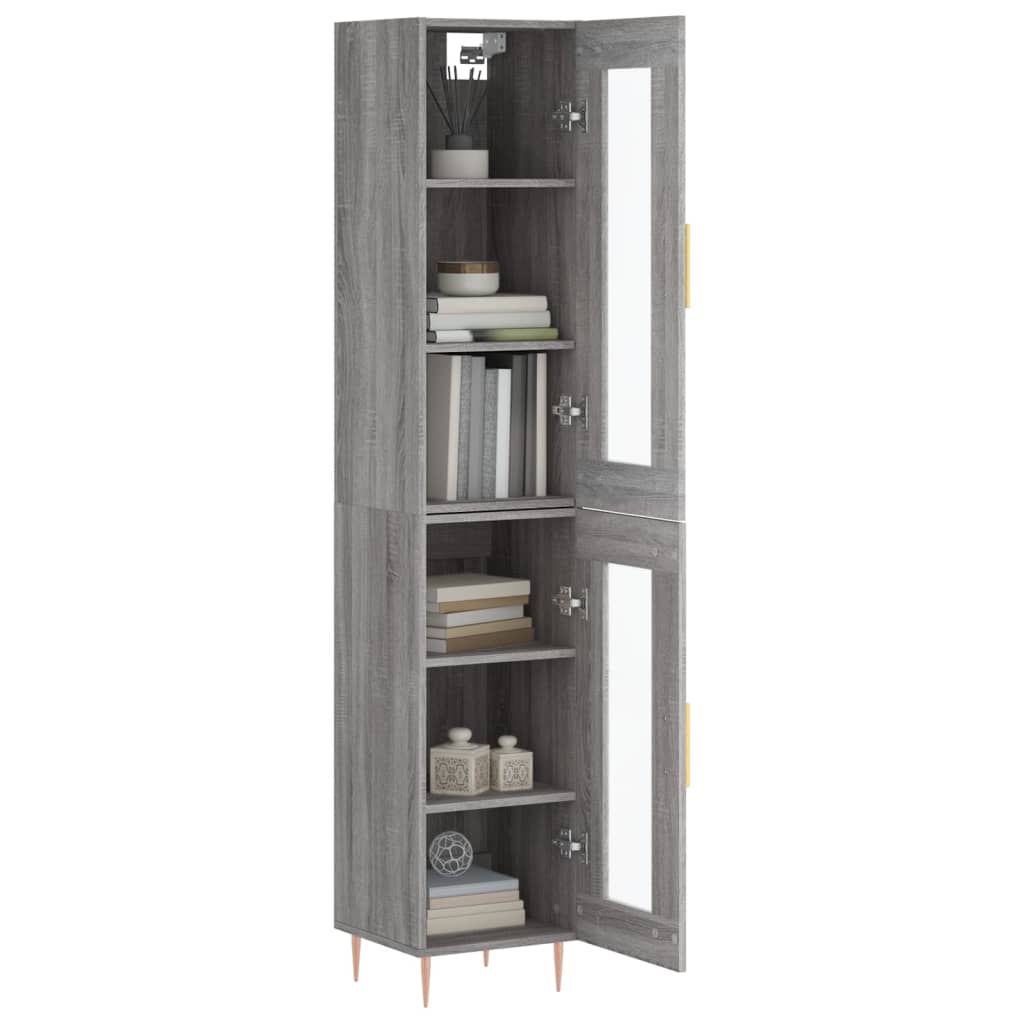 Hoge kast 34,5x34x180 cm bewerkt hout grijs sonoma eikenkleurig is nu te koop bij PeponiXL, paradijselijk wonen!
