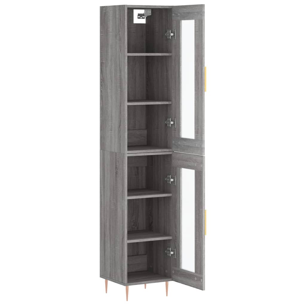 Hoge kast 34,5x34x180 cm bewerkt hout grijs sonoma eikenkleurig is nu te koop bij PeponiXL, paradijselijk wonen!