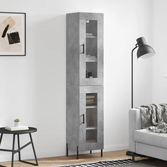 Hoge kast 34,5x34x180 cm bewerkt hout betongrijs is nu te koop bij PeponiXL, paradijselijk wonen!