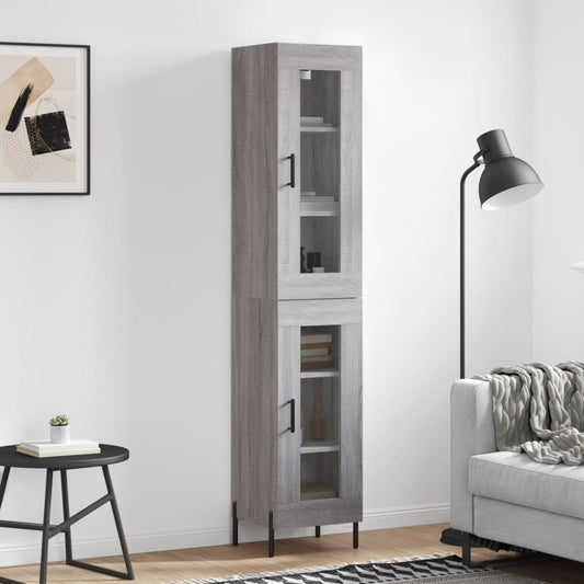 Hoge kast 34,5x34x180 cm bewerkt hout grijs sonoma eikenkleurig is nu te koop bij PeponiXL, paradijselijk wonen!
