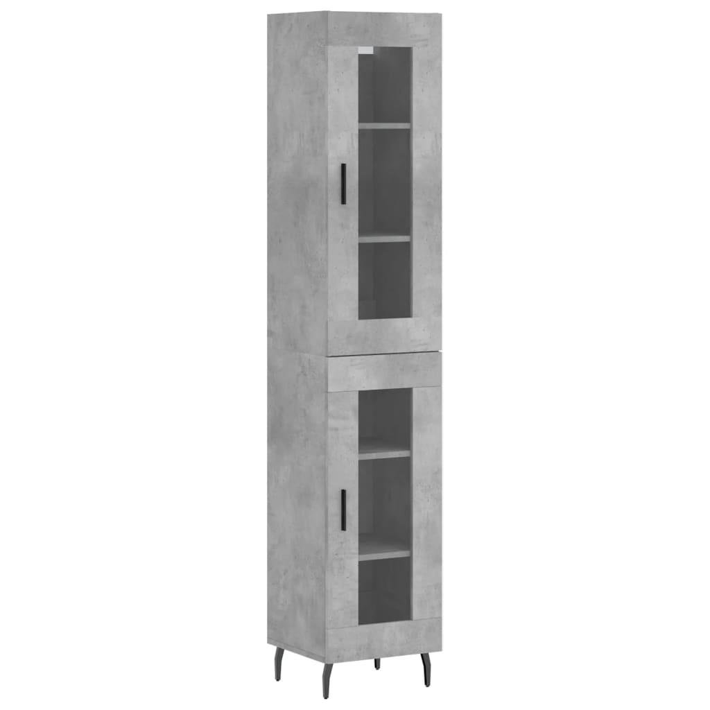 Hoge kast 34,5x34x180 cm bewerkt hout betongrijs is nu te koop bij PeponiXL, paradijselijk wonen!