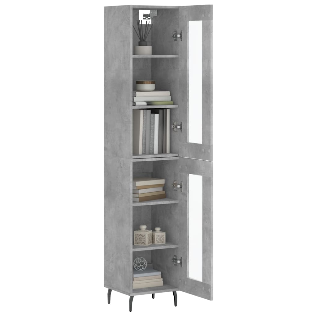 Hoge kast 34,5x34x180 cm bewerkt hout betongrijs is nu te koop bij PeponiXL, paradijselijk wonen!