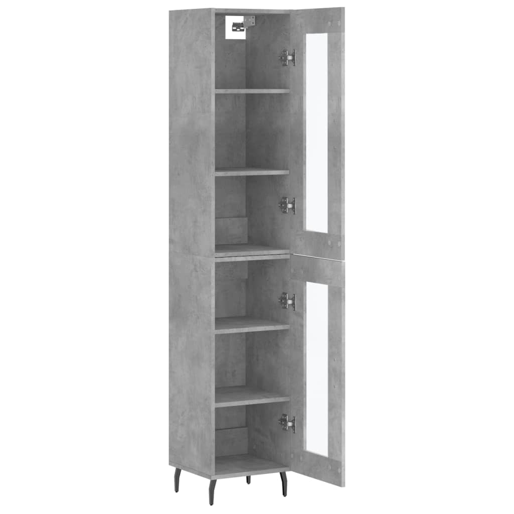 Hoge kast 34,5x34x180 cm bewerkt hout betongrijs is nu te koop bij PeponiXL, paradijselijk wonen!