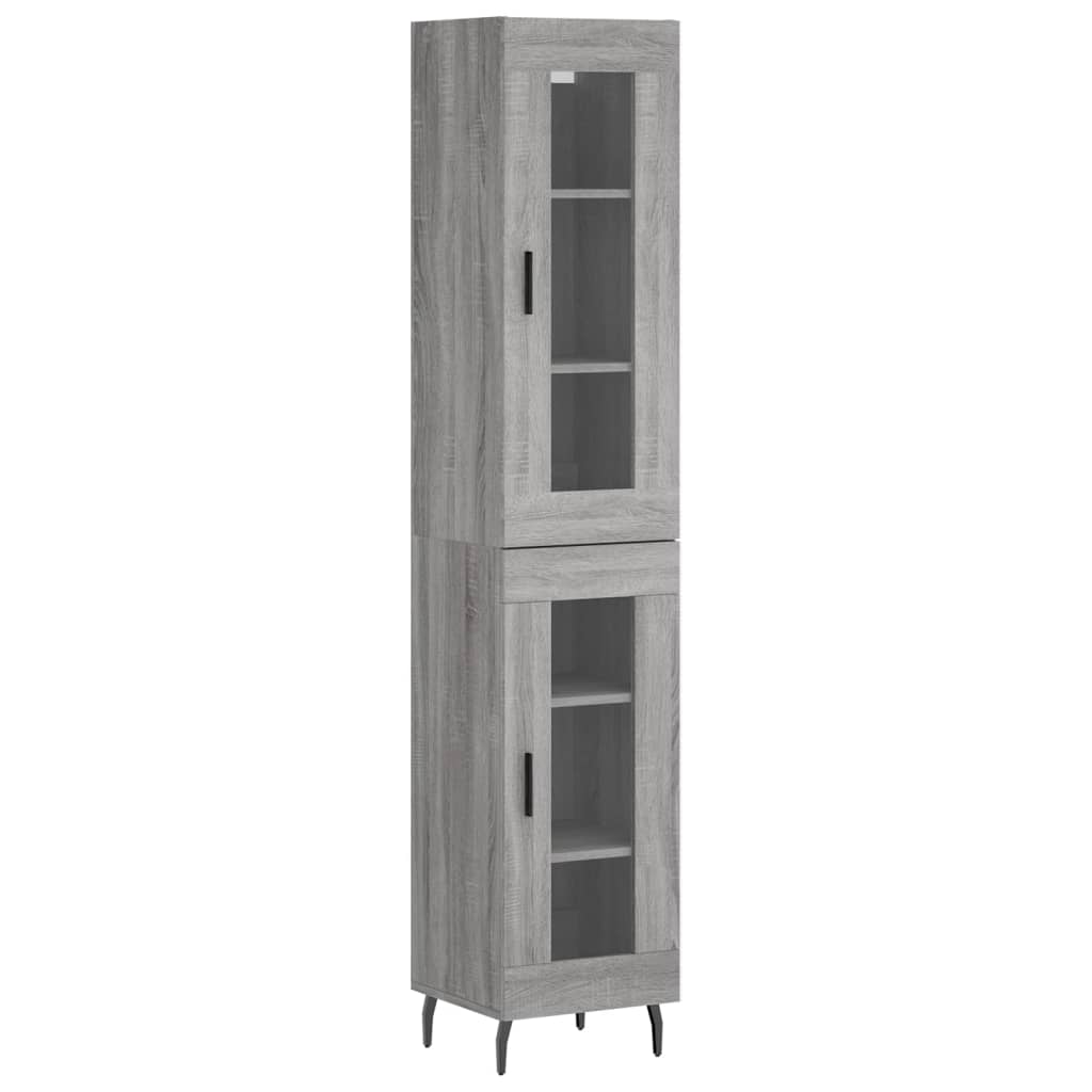 Hoge kast 34,5x34x180 cm bewerkt hout grijs sonoma eikenkleurig is nu te koop bij PeponiXL, paradijselijk wonen!