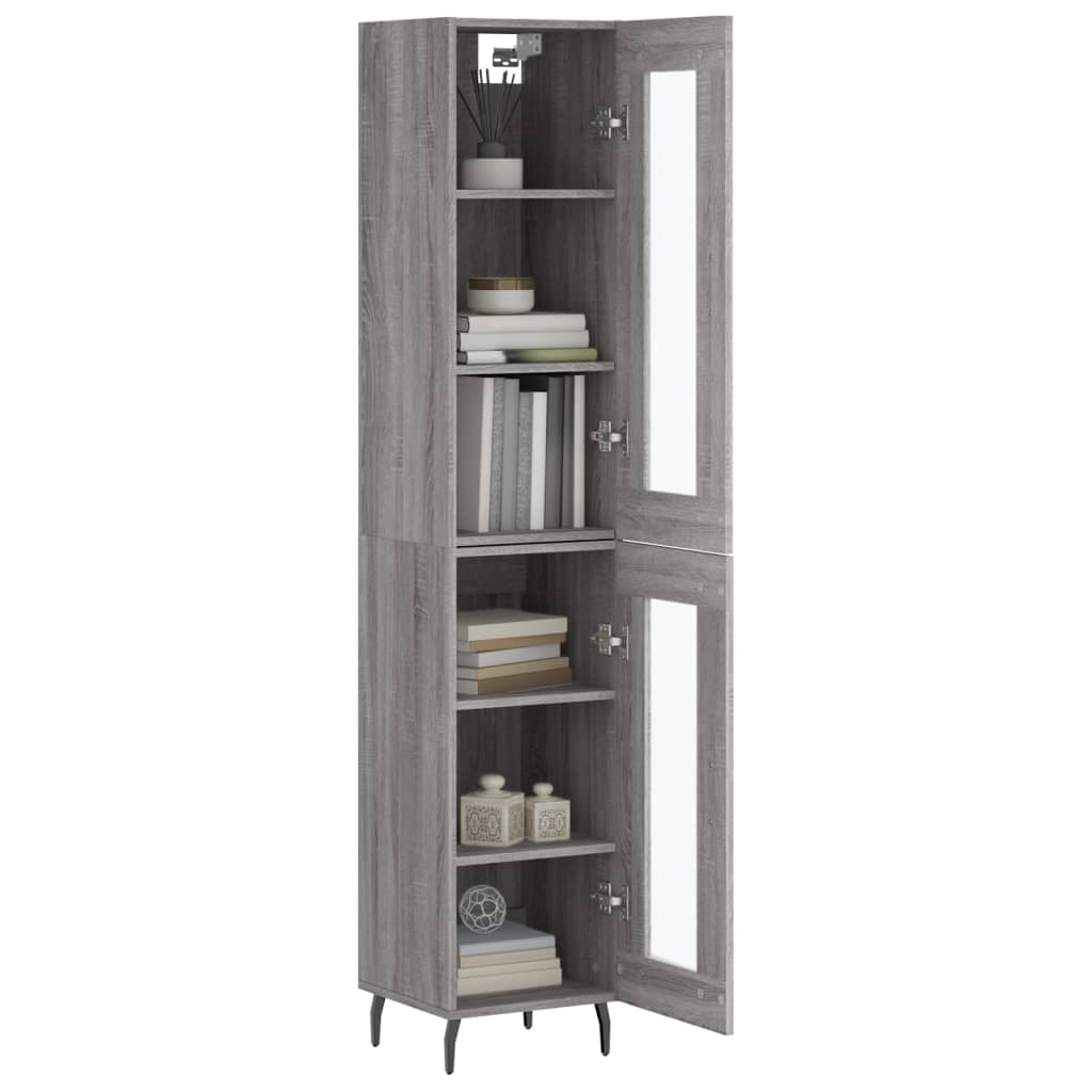 Hoge kast 34,5x34x180 cm bewerkt hout grijs sonoma eikenkleurig is nu te koop bij PeponiXL, paradijselijk wonen!
