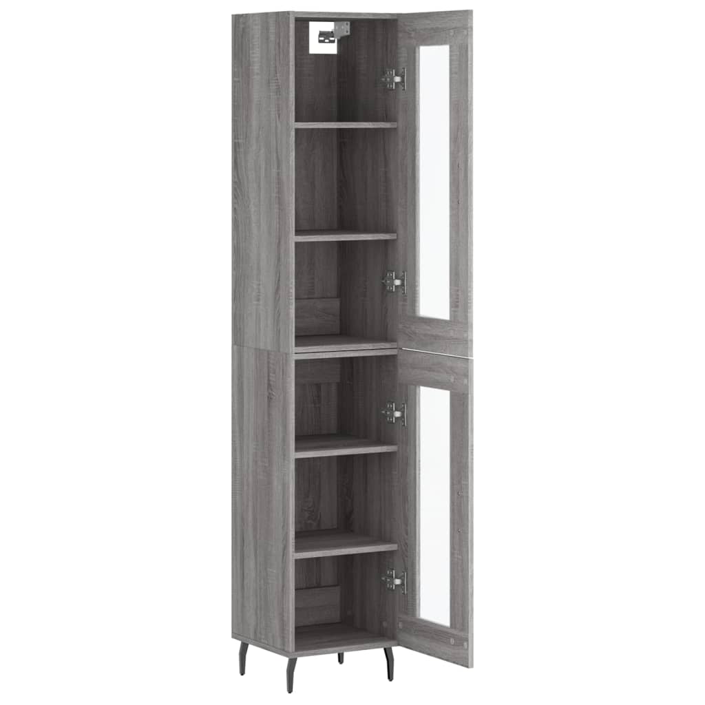 Hoge kast 34,5x34x180 cm bewerkt hout grijs sonoma eikenkleurig is nu te koop bij PeponiXL, paradijselijk wonen!