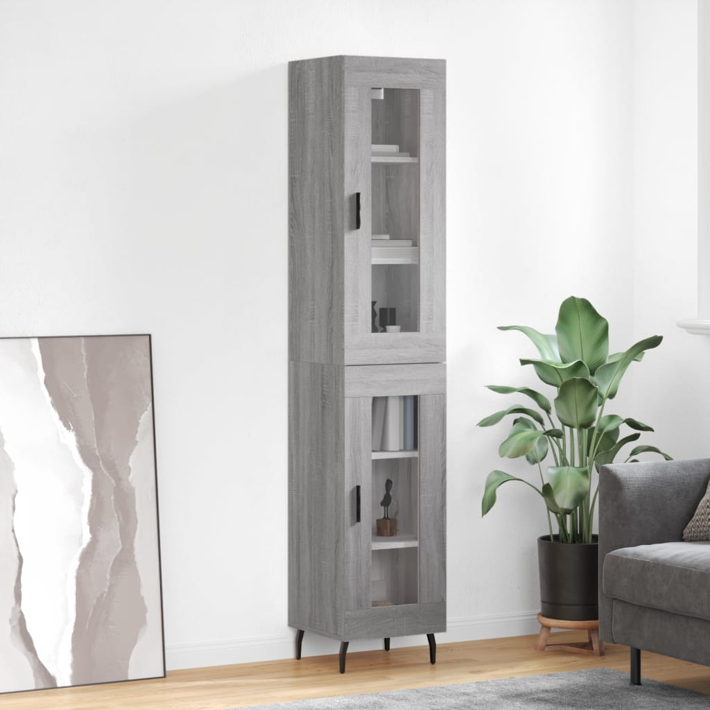 Hoge kast 34,5x34x180 cm bewerkt hout grijs sonoma eikenkleurig is nu te koop bij PeponiXL, paradijselijk wonen!