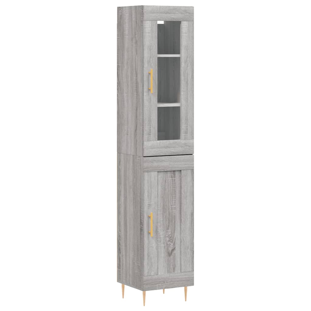 Hoge kast 34,5x34x180 cm bewerkt hout grijs sonoma eikenkleurig is nu te koop bij PeponiXL, paradijselijk wonen!