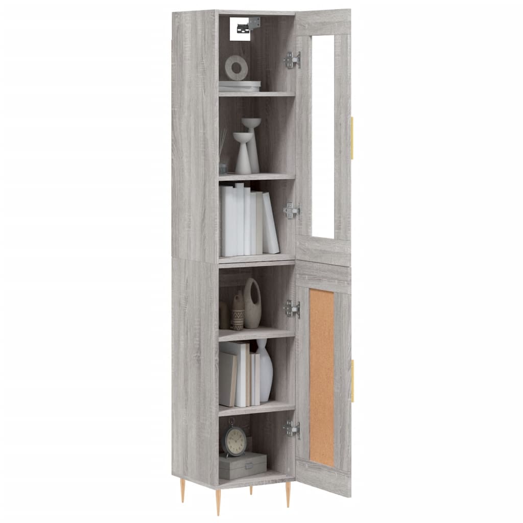 Hoge kast 34,5x34x180 cm bewerkt hout grijs sonoma eikenkleurig is nu te koop bij PeponiXL, paradijselijk wonen!