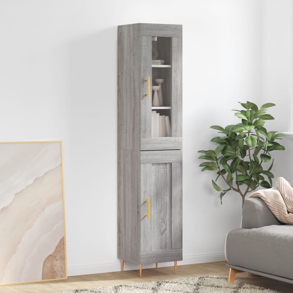 Hoge kast 34,5x34x180 cm bewerkt hout grijs sonoma eikenkleurig is nu te koop bij PeponiXL, paradijselijk wonen!