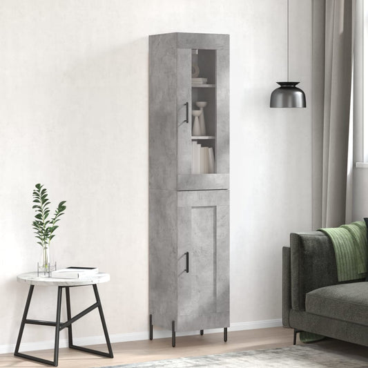 Hoge kast 34,5x34x180 cm bewerkt hout betongrijs is nu te koop bij PeponiXL, paradijselijk wonen!