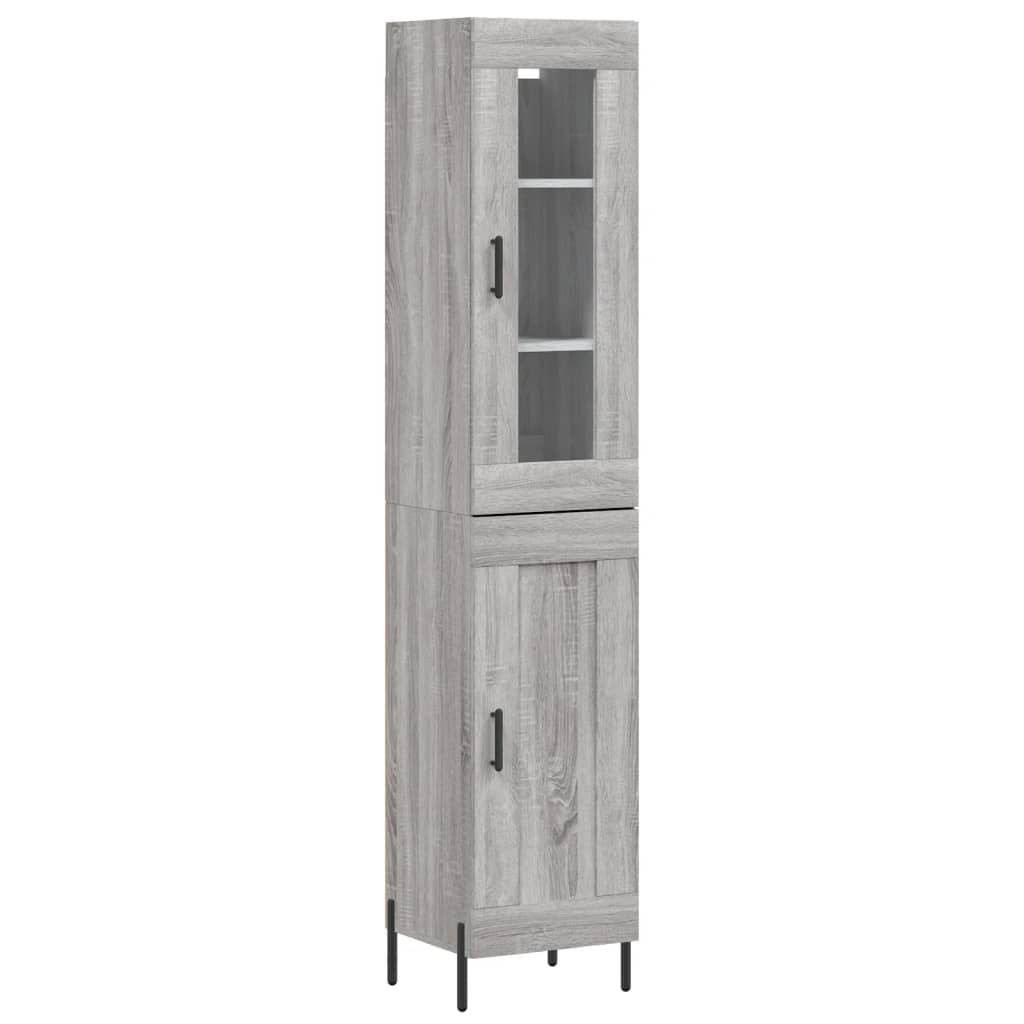 Hoge kast 34,5x34x180 cm bewerkt hout grijs sonoma eikenkleurig is nu te koop bij PeponiXL, paradijselijk wonen!