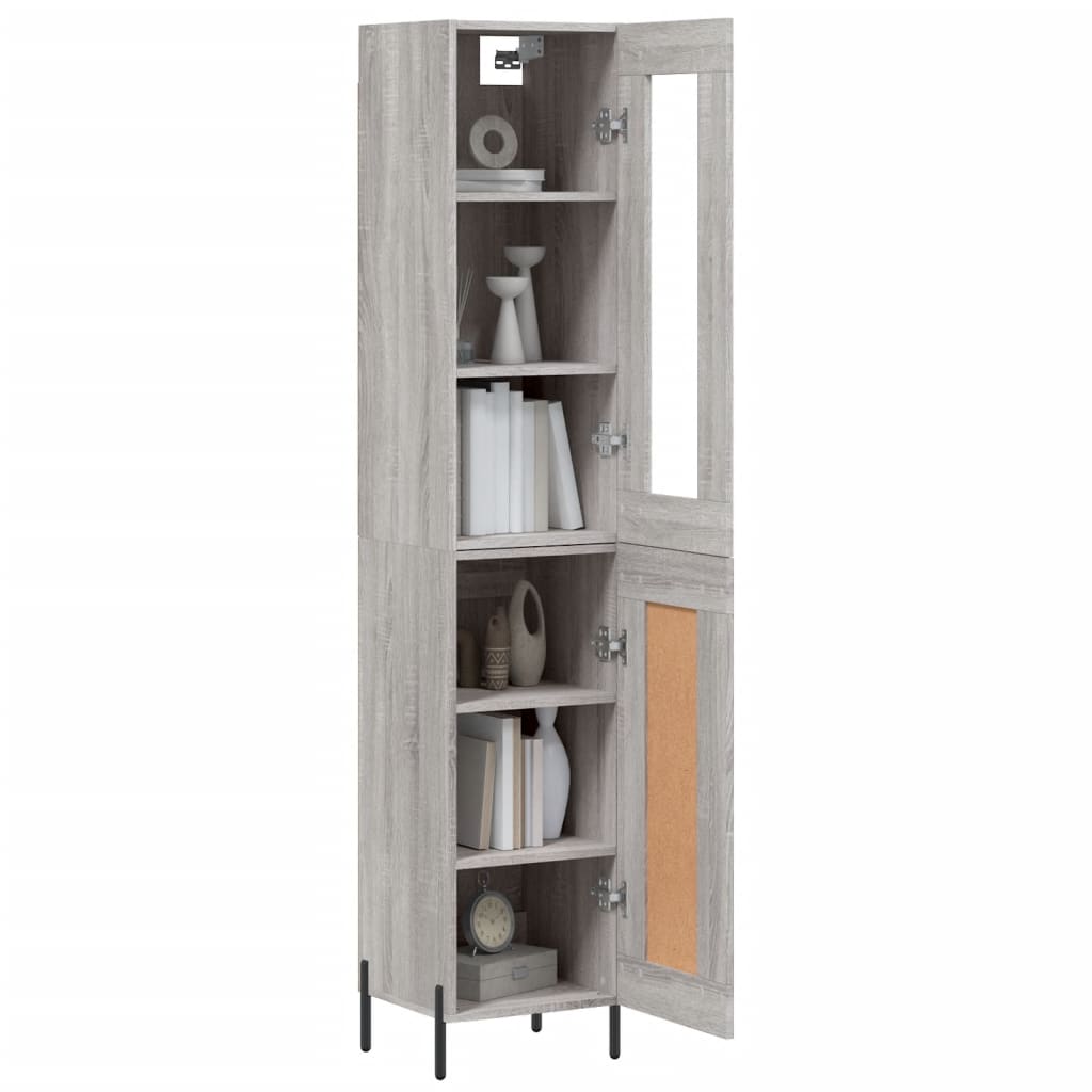 Hoge kast 34,5x34x180 cm bewerkt hout grijs sonoma eikenkleurig is nu te koop bij PeponiXL, paradijselijk wonen!