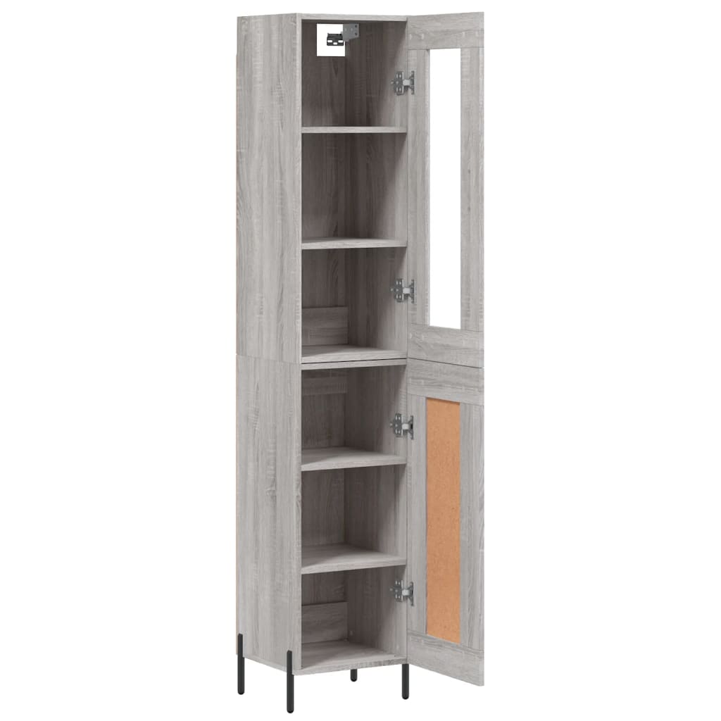 Hoge kast 34,5x34x180 cm bewerkt hout grijs sonoma eikenkleurig is nu te koop bij PeponiXL, paradijselijk wonen!