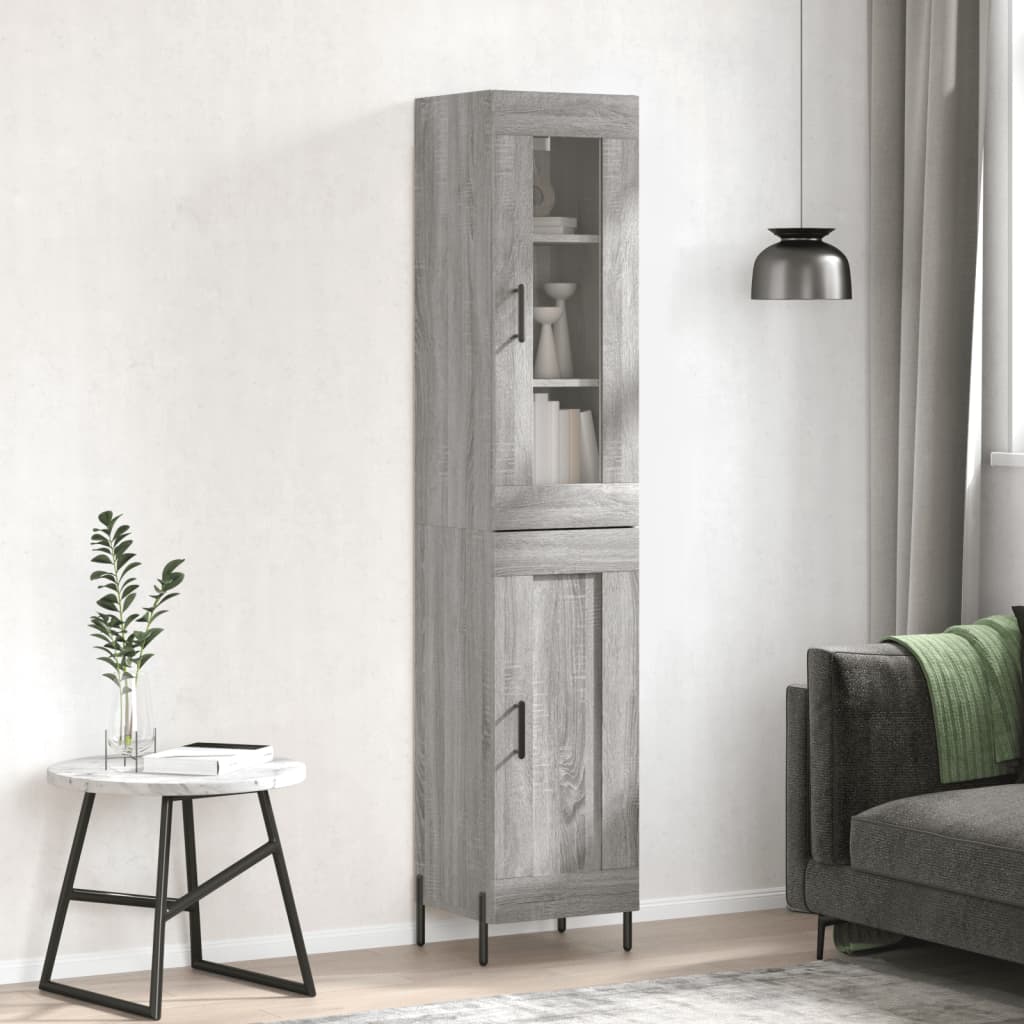 Hoge kast 34,5x34x180 cm bewerkt hout grijs sonoma eikenkleurig is nu te koop bij PeponiXL, paradijselijk wonen!