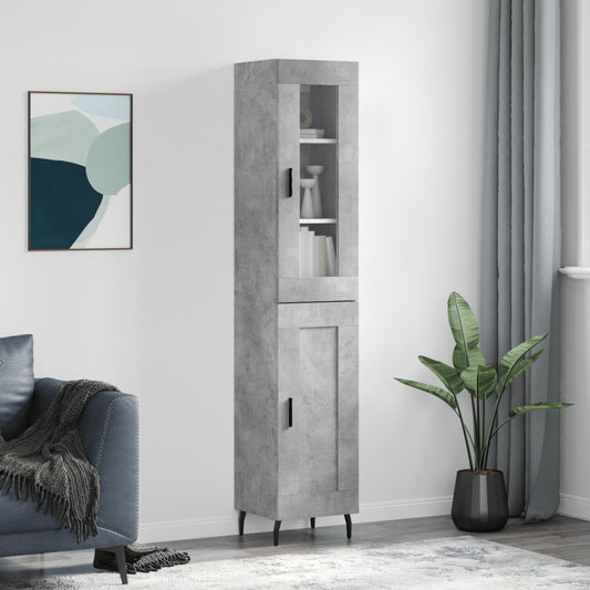 Hoge kast 34,5x34x180 cm bewerkt hout betongrijs is nu te koop bij PeponiXL, paradijselijk wonen!