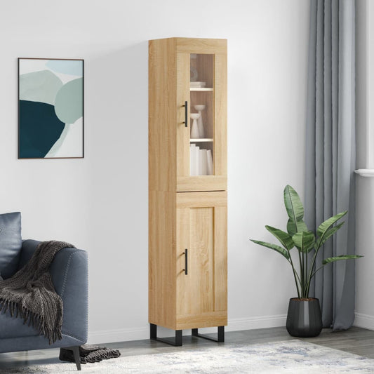 Hoge kast 34,5x34x180 cm bewerkt hout sonoma eikenkleurig is nu te koop bij PeponiXL, paradijselijk wonen!