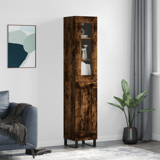 Hoge kast 34,5x34x180 cm bewerkt hout gerookt eikenkleurig is nu te koop bij PeponiXL, paradijselijk wonen!