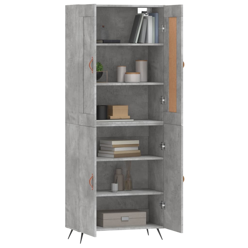Hoge kast 69,5x34x180 cm bewerkt hout betongrijs is nu te koop bij PeponiXL, paradijselijk wonen!