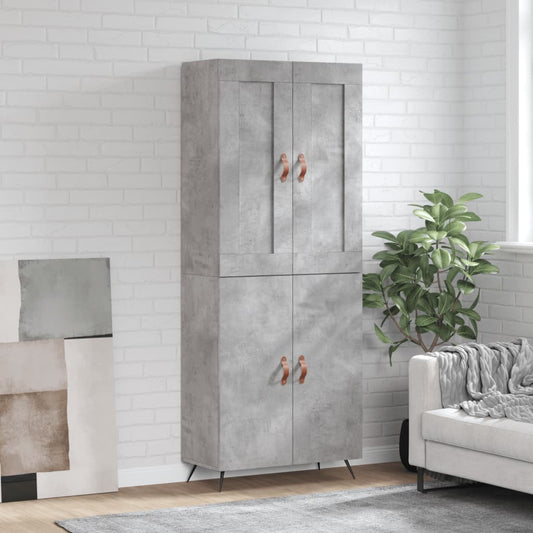 Hoge kast 69,5x34x180 cm bewerkt hout betongrijs is nu te koop bij PeponiXL, paradijselijk wonen!