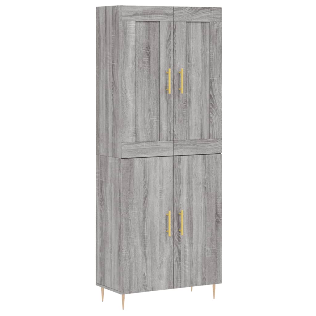 Hoge kast 69,5x34x180 cm bewerkt hout grijs sonoma eikenkleurig is nu te koop bij PeponiXL, paradijselijk wonen!