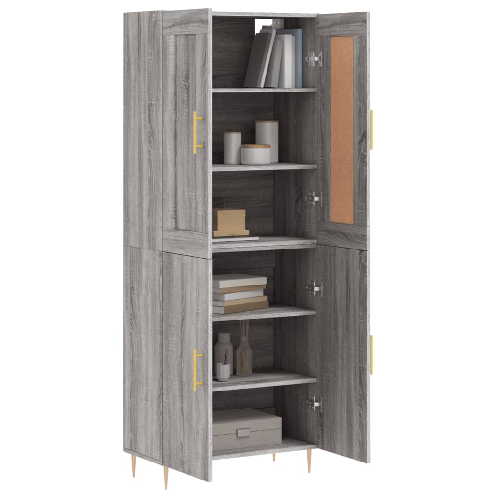 Hoge kast 69,5x34x180 cm bewerkt hout grijs sonoma eikenkleurig is nu te koop bij PeponiXL, paradijselijk wonen!