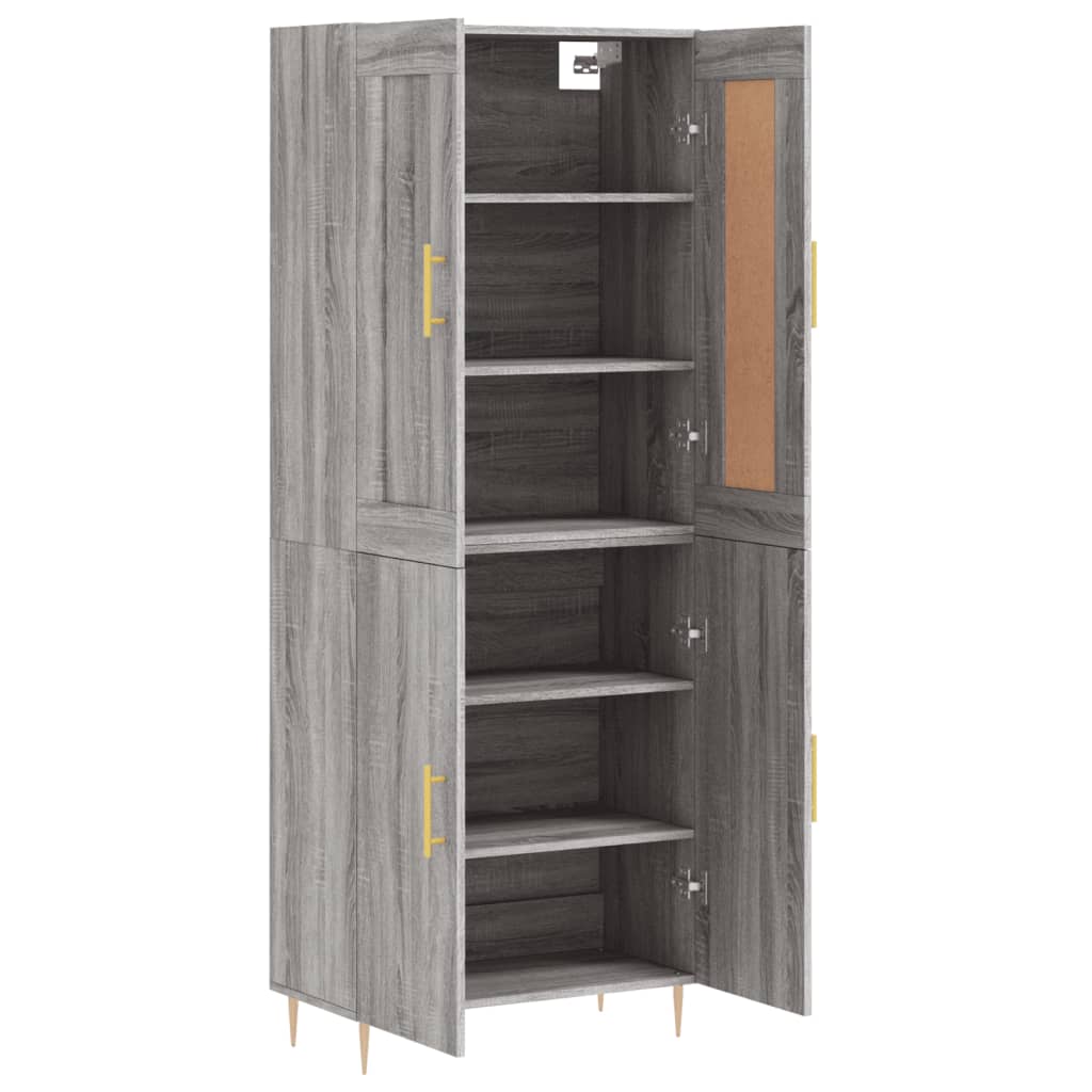 Hoge kast 69,5x34x180 cm bewerkt hout grijs sonoma eikenkleurig is nu te koop bij PeponiXL, paradijselijk wonen!