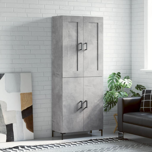 Hoge kast 69,5x34x180 cm bewerkt hout betongrijs is nu te koop bij PeponiXL, paradijselijk wonen!